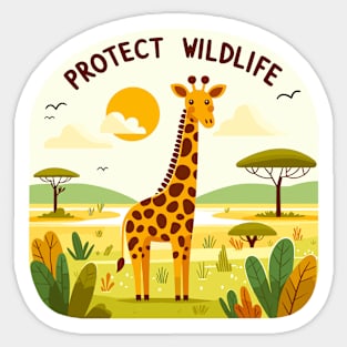 Giraffe in the Savannah - Protect Wildlife Sticker